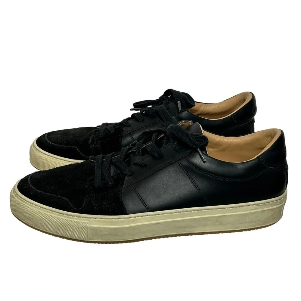 Greats Brooklyn Court Sneaker in Black Dark Shadow Leather